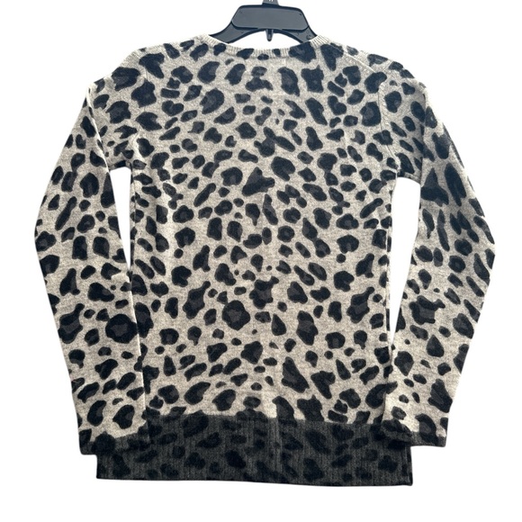 Magaschoni Black Gray Leopard Print Color block Cashmere Sweater - Picture 9 of 10